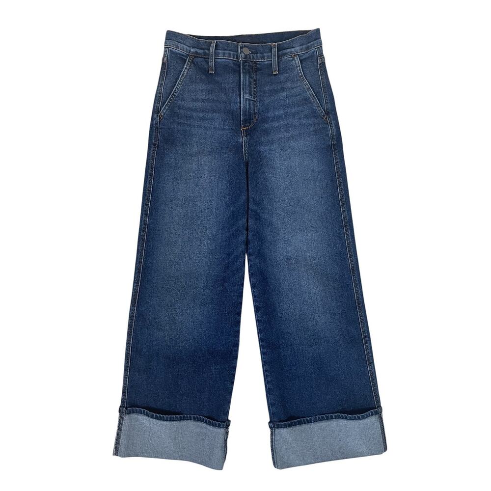 Joe's Jeans The Trixie High Rise Wide Leg Cuffed Trouser Jean Indigo Sz 27 Chic - Picture 4 of 16